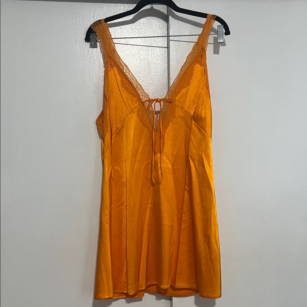 Zara Vibrant Orange Lace Chemise
